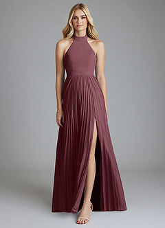Azazie Keita Abiti da Damigella Abito A-Line in Chiffon Plissettato Sangria image5