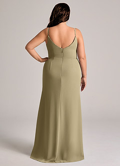 Azazie Deandra Bridesmaid Dresses Moss Green Mermaid Pleated Chiffon Dress image8