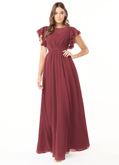 Azazie Daphne vestidos de dama de honor modestos Vestido de Corte En A Volantes Hasta el suelo Gasa image1
