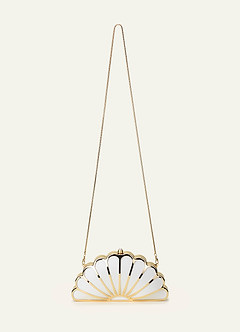 front Pochette de soirée en forme de coquillage avec armature en métal et bandoulière chaîne