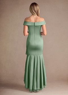 Azazie Billings Kleider für die Brautmutter Meerjungfrau-Linie Schulterfrei Stretch-Satin Kleid Matcha image4