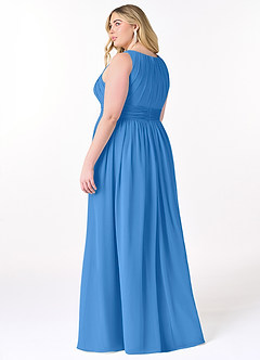 Azazie Harper Bridesmaid Dresses Blue Jay A-Line Pleated Chiffon Dress image7