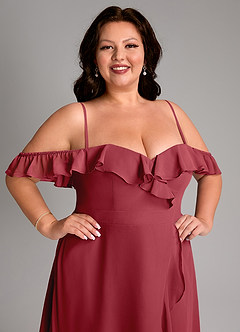 Azazie Lyra Jurken voor bruidsmeisjes Converteerbaar Jurk van Chiffon met A-Lijn Granaatappel image17