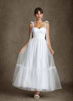 Azazie Angelica Wedding Dresses Diamond White A-Line Sweetheart Neckline Tulle Dress image1