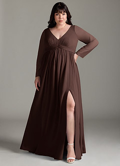 Azazie Teton Final Sale A-Line Long Sleeve Chiffon Floor-Length Dress image7