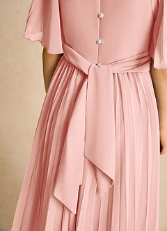 Azazie Gisele Flower Girl Dresses Rosette A-Line Pleated Chiffon Dress image7