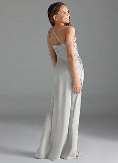 Azazie Eren Junior Silver Sheath Pleated Stretch Satin Dress image5