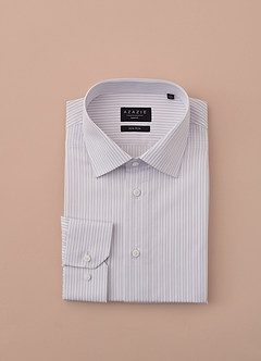 front Aiden Soft Lavender 100% Cotton Non-Iron Striped Dress Shirt