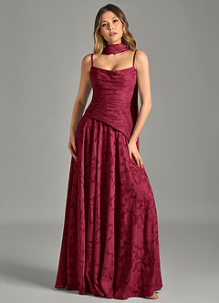 Azazie Gabriela Bridesmaid Dresses Burgundy A-Line Strapless Floral Burnout Dress image6