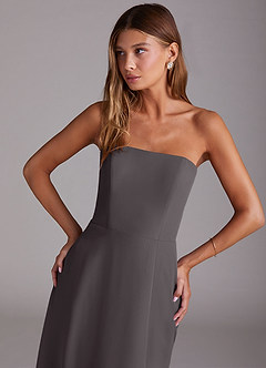 Azazie Wren Bridesmaid Dresses Steel Grey A-Line Side Slit Chiffon Convertible Dress image5