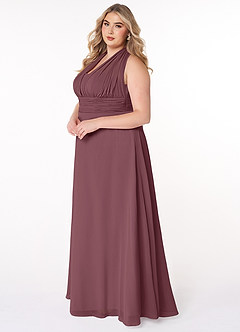 Azazie Fifi Bridesmaid Dresses Sangria A-Line Strapless Chiffon Convertible Dress image15