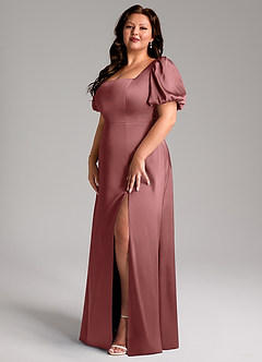 Azazie Fyona Bridesmaid Dresses Amethyst A-Line Pleated Stretch Satin Dress image10
