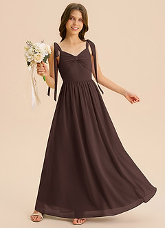 Azazie Izzy Junior Vestido de Ganache de Gasa de Corte en A con Plisado image4