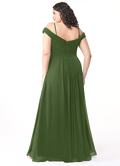 Azazie Audrianna Bridesmaid Dresses Olive A-Line Off-The-Shoulder Gathered Chiffon Convertible Dress image8