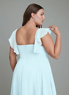 Azazie Leilani Bridesmaid Dresses Cloud Blue A-Line Pleated Chiffon Dress image13