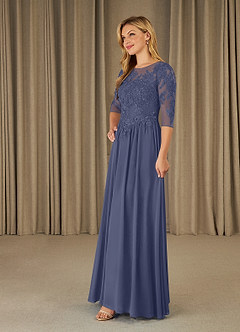 Azazie Mirielle vestidos de madre de la novia Vestido de Tormenta de Gasa de Corte En A con Encaje Scoop image3