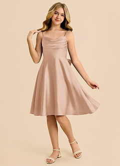 Azazie Bear Junior English Rose A-Line Sweetheart Neckline Stretch Satin Dress image3