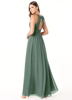 Azazie Luz Bridesmaid Dresses Eucalyptus A-Line Lace Chiffon Dress image4