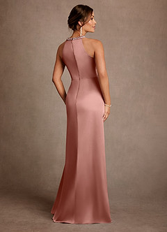 Azazie Lawrence Mother of the Bride Dresses Rosette A-Line Pleated Stretch Satin Dress image3