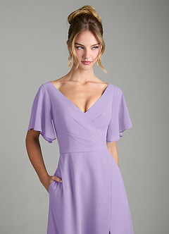 Azazie Ambrosia Bridesmaid Dresses Lilac A-Line Pleated Chiffon Dress image2