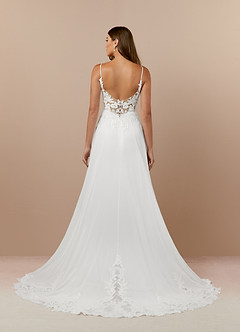 Azazie Kimmarie Abiti da Sposa Abito A-Line in Chiffon con Scollo a V e Paillettes Bianco Diamante Champagne image2
