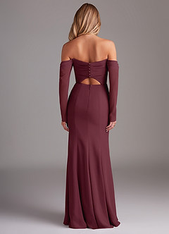Azazie Hallie Bridesmaid Dresses Cabernet Mermaid Long Sleeve Chiffon Dress image8