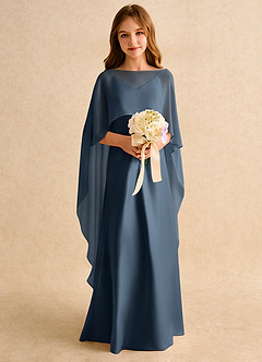 Azazie Fishie Girls Formal Jurken voor bloemenmeisjes A-Lijn Jurk van Mat Satijn Neptunus image3