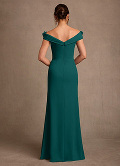 Azazie Jettie Mother of the Bride Dresses Peacock Sheath Pleated Chiffon Dress image3