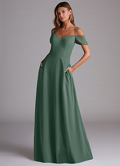Azazie Marley Bridesmaid Dresses Sea Moss A-Line Off the Shoulder Chiffon Convertible Dress image1