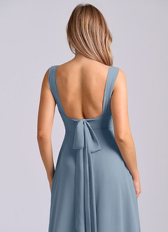 Azazie Beatrice Vestidos de damas de honor Vestido de Azul Polvoriento de Gasa de Corte en A con Escote de Corazón image7