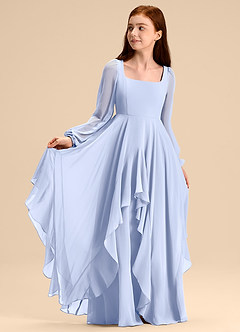 Azazie Clara Junior Abito A-Line in Chiffon Blusa Ghiaccio image7
