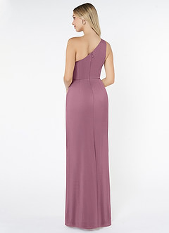 Azazie Jhene Bridesmaid Dresses Vintage Mauve Sheath One Shoulder Mesh Dress image4