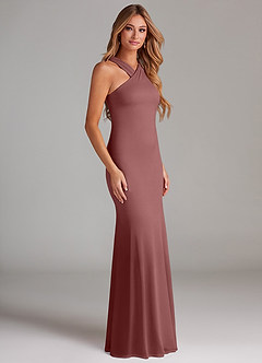 Azazie Doretta Bridesmaid Dresses Desert Rose Mermaid Pleated Chiffon Dress image4