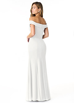 Azazie Lecia Brudtärnklänningar Klä av Imperium i Chiffong Off-The-Soulder Plisserad Vit Konvertibel image5