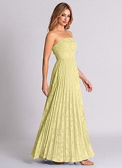 Azazie Mariana Bridesmaid Dresses Lemon Sorbet A-Line Strapless Floral Burnout Convertible Dress image6