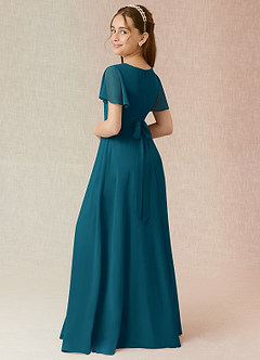 Azazie Induh Junior Ink Blue A-Line Ruched Chiffon Dress image2