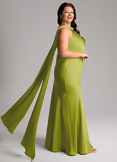 Azazie Kinsley Brautjungfernkleider Meerjungfrau-Linie Seitliche Cut-Outs Stretch-Satin Kleid Zitronengras image9