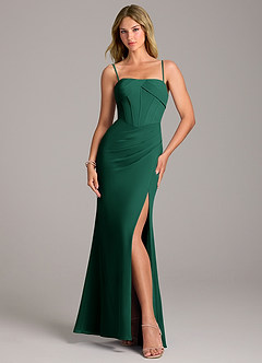 Azazie Chantel Bridesmaid Dresses Emerald Sheath Strapless Chiffon Convertible Dress image5