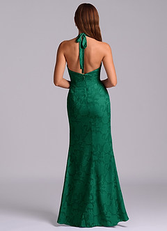 Azazie Valerie Final Sale Emerald Mermaid Pleated Floral Burnout Dress image7