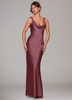 Azazie Rylina Bridesmaid Dresses Desert Rose Mermaid Stretch Satin Dress image3