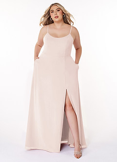 Azazie Moira Suknie dla druhen Linia A z kieszeniami Szyfon Do ziemi Sukienka image8