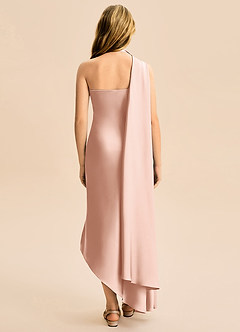 Azazie Briony Junior Etui Plissee Stretch-Satin Kleid Roségold image2