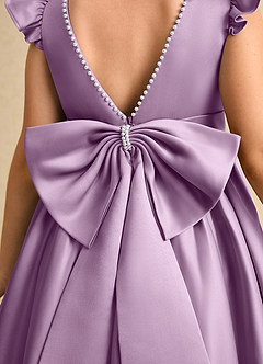 Azazie Dumpling Flower Girl Dresses Wisteria A-Line Bow Matte Satin Dress image6
