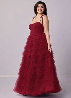 Barbie ♥ Azazie Bridesmaid Dresses Burgundy A-Line Sweetheart Neckline Tulle Dress image10