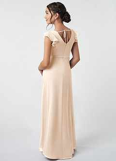 Azazie Claudine Junior White Alabaster A-Line Pleated Chiffon Dress image4