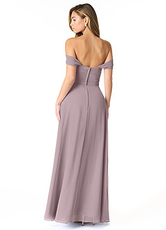 Azazie Kaitlynn Bridesmaid Dresses Dusk Empire Ruched Chiffon Convertible Dress image3