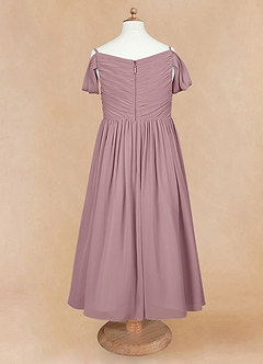 Azazie Chelle Flower Girl Dresses Dusty Rose A-Line Pleated Chiffon Dress image7