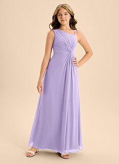 Azazie Brooke Junior A-Linie Seitliche Cut-Outs Chiffon Kleid Flieder image4