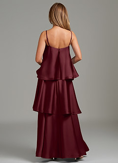 Azazie Azalea Robes de demoiselle d'honneur Robe Trapèze en Satin extensible Rayé Cabernet image4