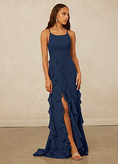 Christian Siriano Bridal for Azazie 1006 Bridesmaid Dresses Dark Navy Mermaid Ruched Chiffon Dress image1